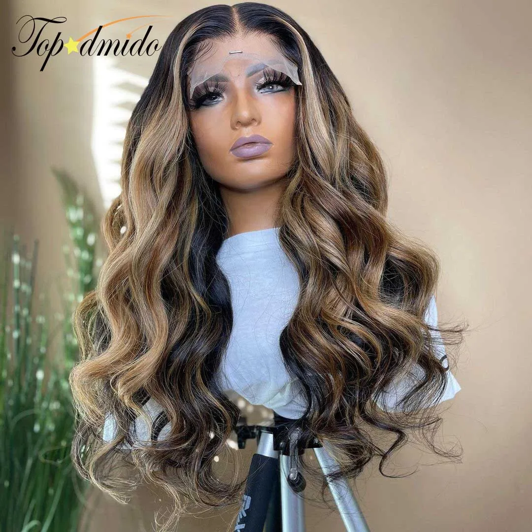 Topodmido 250 Dichte Highlight Farbe 13x6 Spitze Front Perücken mit Babyhaar 13x4 brasilia nische Haar Perücke Echthaar Spitze Perücke