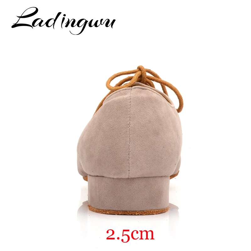 Ladingwu Men's Suede Ballroom Dance Shoes Flats Modern Dance Shoes Light Brown Tango Party Wedding Square Dance Shoes