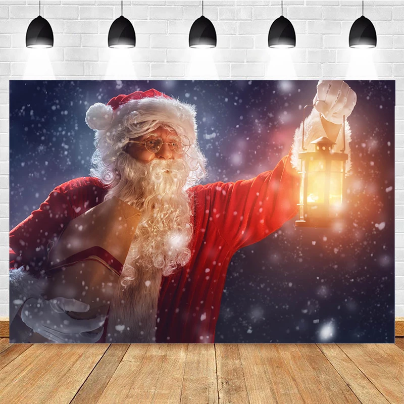 Mocsicka Christmas Background Santa Claus Lantern Decoration Style Child Portrait Photo Backdrop Photography Studio