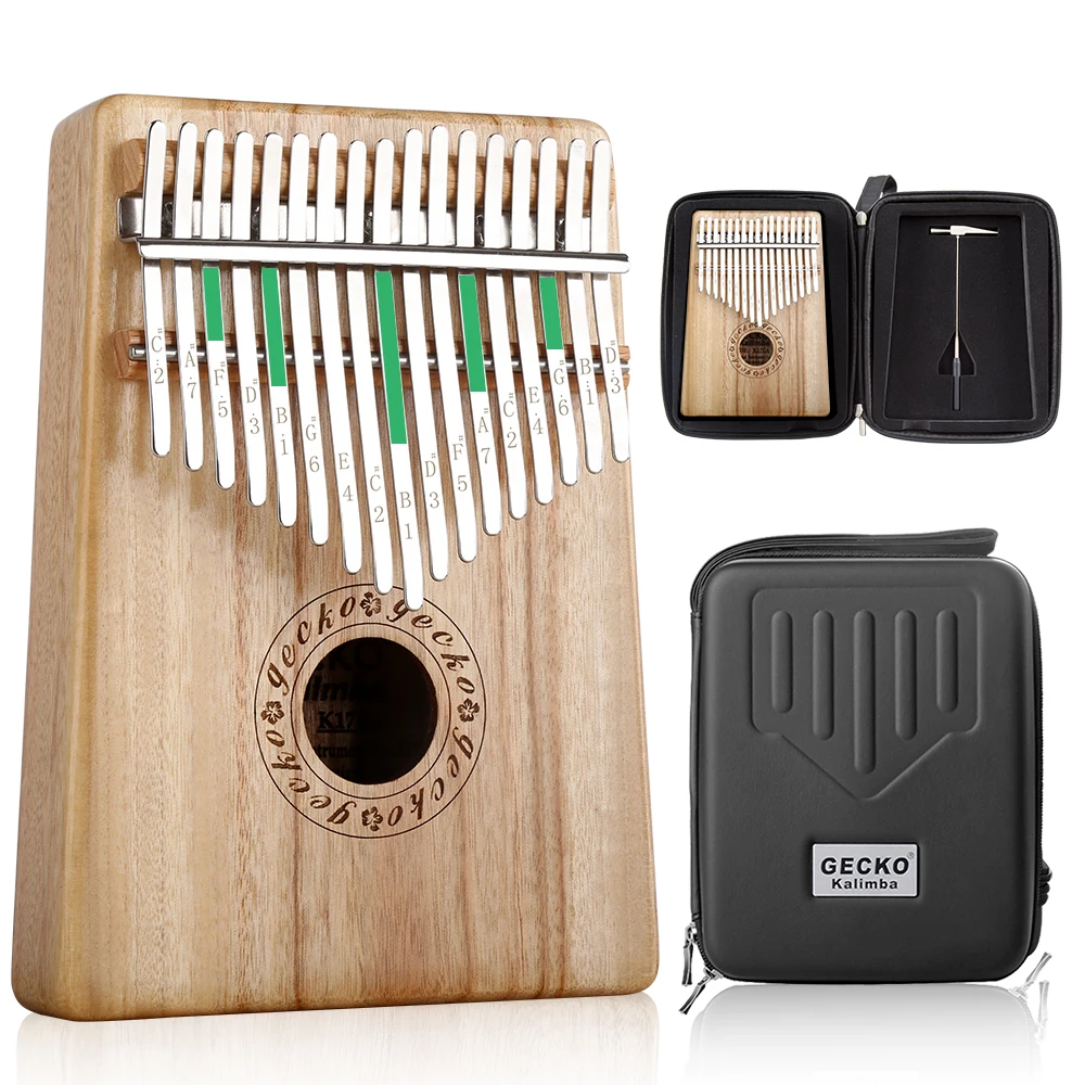 GECKO Kalimba 17 Keys Camphorwood Thumb Piano and EVA High Performance Protection Box, Tuning Hammer, Professional Models K17CA