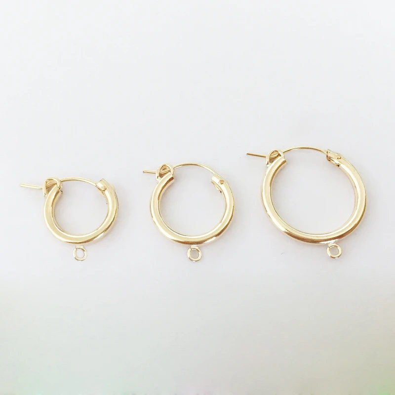 14K Gold Filled Eurowire Hoop W/Open Ring 13MM/15MM/19MM Gold Ear Wire for Jewelry Making Handmade DIY Earrings