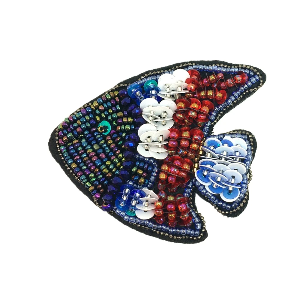 Dolphin Seahorse Fish Rhinestone Patch Beaded Applique Sew On Patches For Clothing Clothes Appliques Parches Ropa AC1278