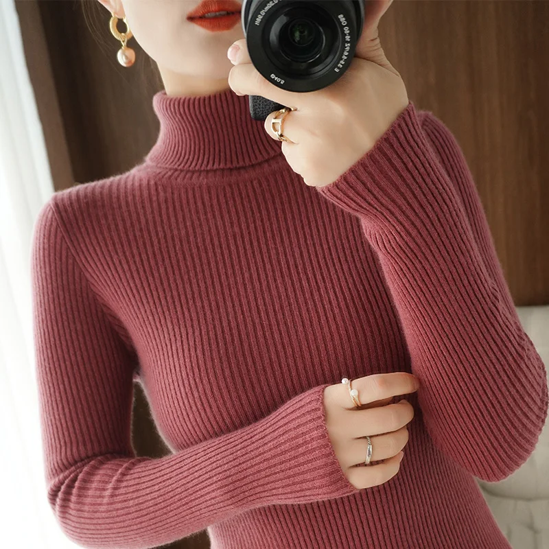 Autumn Winter Cashmere Women Turtleneck Sweater Solid color Warm Pullovers Sweater Long Sleeve Cashmere  Jumper 2117