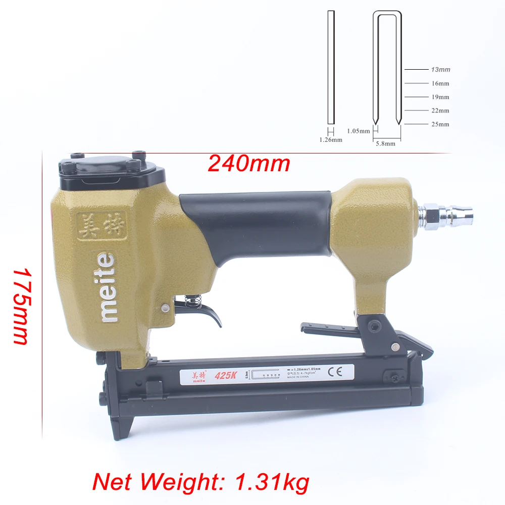 Meite 425K Pneumatic U Nails Gun Air Stapler  For Decoration/Leather/Shoes