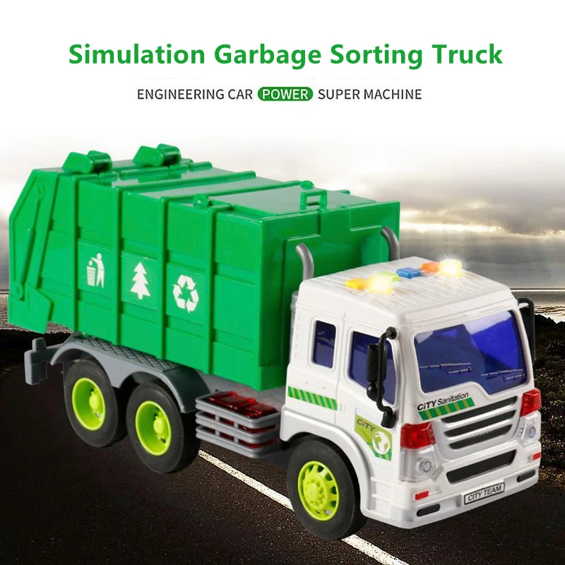 Children's Anti-fall Sanitation Vehicle Toy Simulation Sound Pop Music Ancient Poem Story Engineering Vehicle Garbage Truck Toy