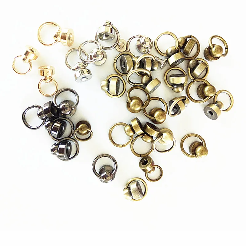 10pcs Metal Ball Post With O Ring Studs Rivets Nail Screwback Round Head Spots Spikes Leather Craft