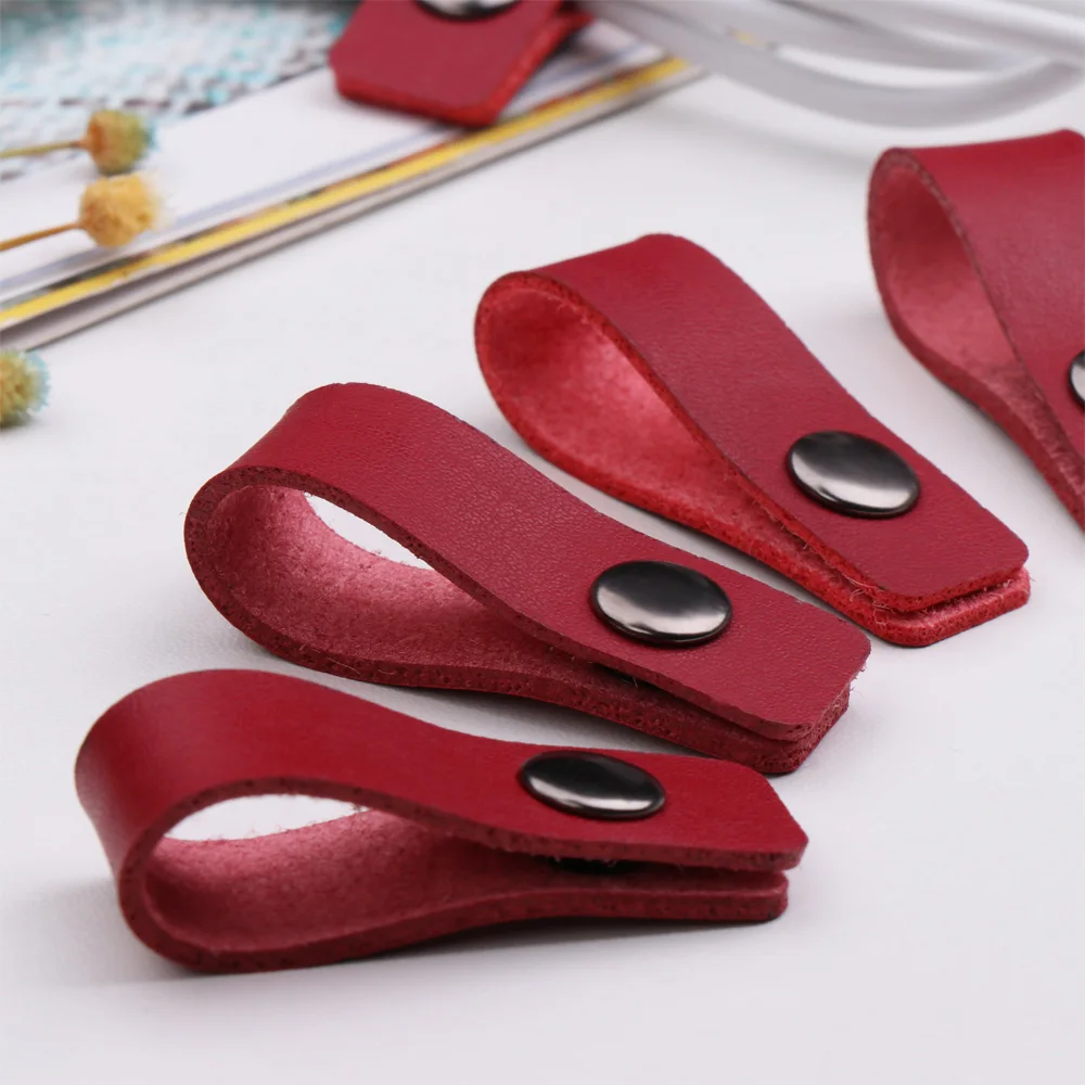 5 Pcs Leather Cable Winder Wire Ties Cord Organizer Cable Strap Tie Wrap Cord Management Holder Keeper Earphone Wrap