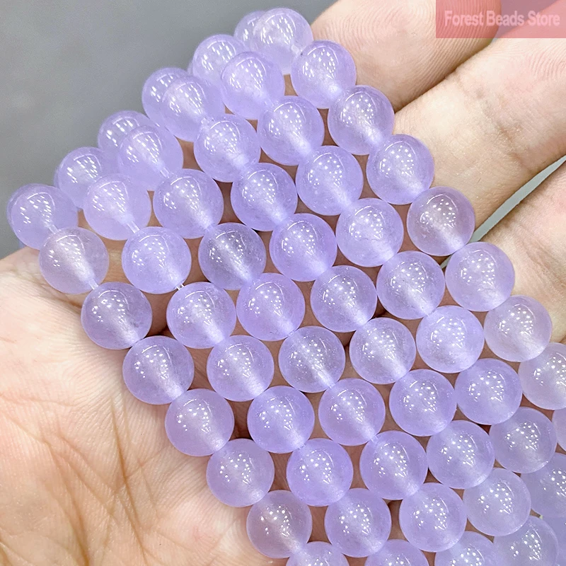 4/6/8/10/12/14MM Smooth Natural Light Purple Chalcedony Round Beads Natural Stone Diy for Jewelry Making Accessories 15\