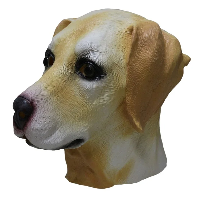 Golden Labrador Dog Mask Latex Animal Mask Costume Accessory Canine Pup Cosplay