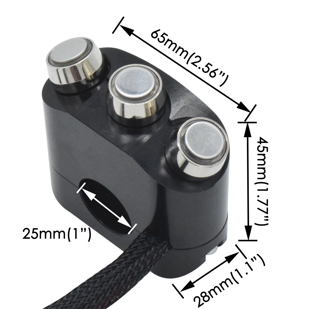 22mm 25mm Universal CNC Aluminum Alloy Motorcycle Switches Handlebar Mount Switch Headlight Horn Start Lighting LED Switch