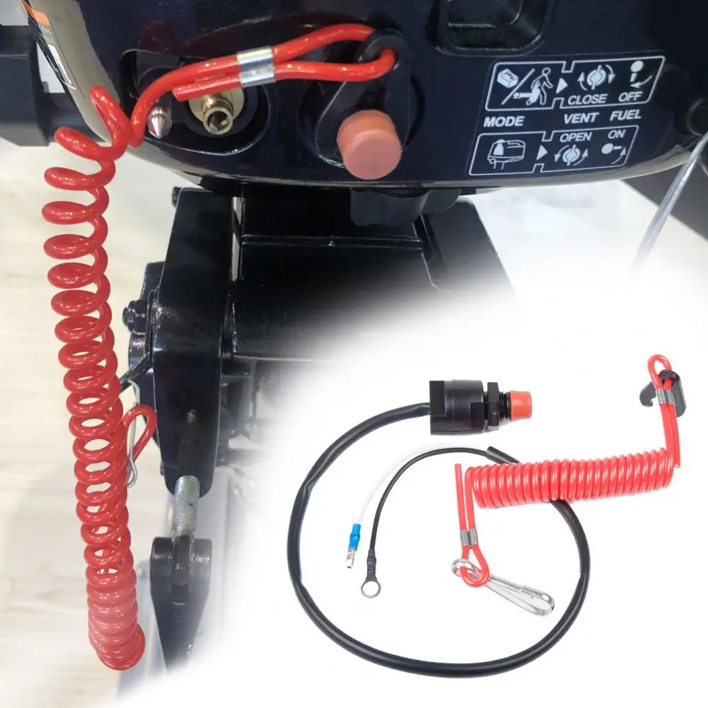 

Urgent Stop Switch Safe Easy to Install ABS PE Kill Switch Safety Tether for Boat Accessories Double Hooks Engine Switch