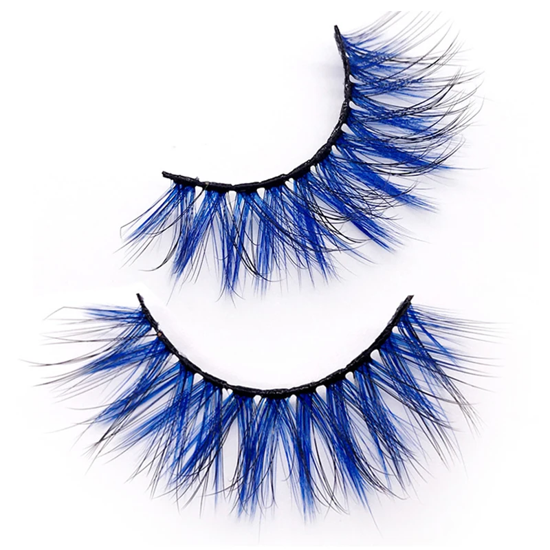 1 pair/case Blue Eyelashes Ombre Color  Wispy Soft Dramatic Colored Eyelashes Makeup Natural False Eye Lashes