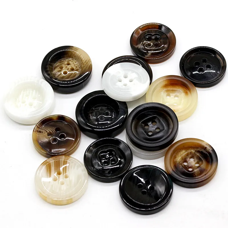 6Pcs/lot 18-34mm White black brown resin round four-eye buttons men women cashmere coat buttons jacket suit buttons C078