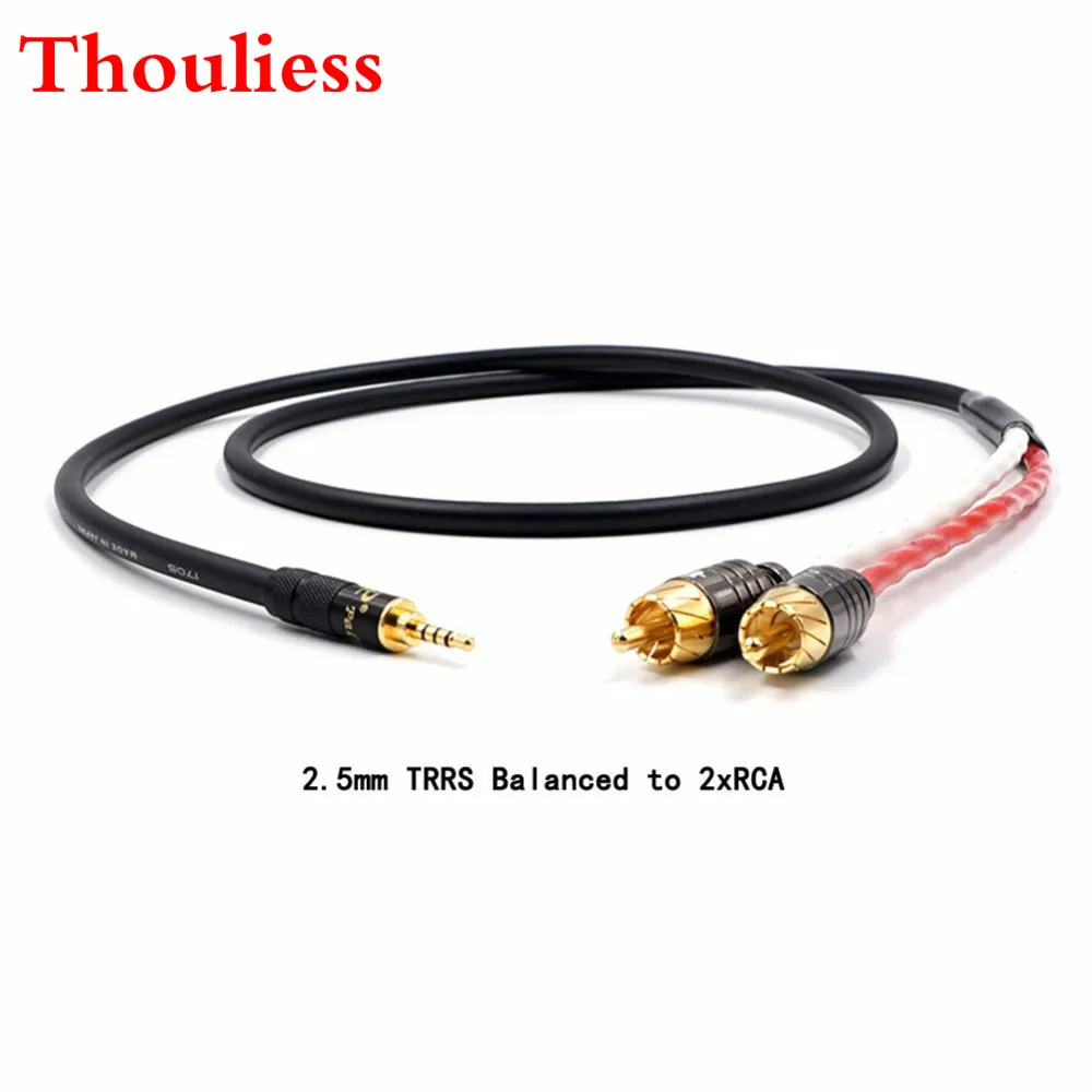 

Thouliess Hifi 2.5/3.5/4.4mm Balanced Male to 2 RCA Male Audio Adapter Cable 7N OCC Single crystal copperr Audio Cable