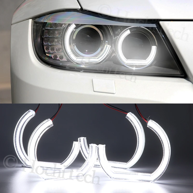 for BMW 3 Series E91 E90 LCI 2009-2012 Xenon headlights Crystal DTM Style LED Angel Eyes Light White and Yellow Turn Signal