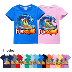 Spaß Squad spiel Kinder Cartoon Baumwolle T-shirt Pullover Freizeit Kinder Mädchen Tops Weihnachten Geschenk 2022 Sommer Kleidung Für Kinder