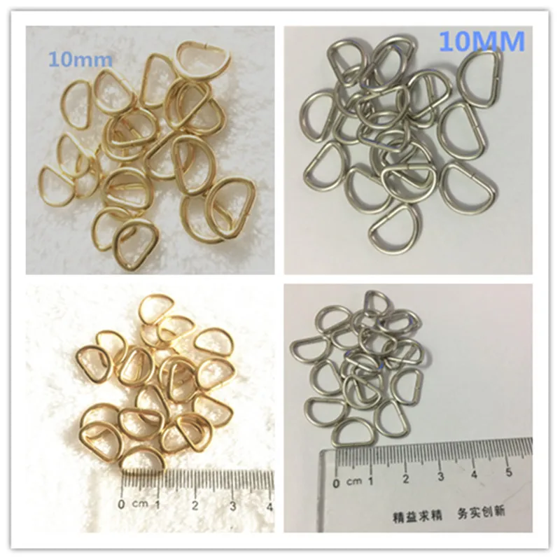 100pcs 10mm gold/silver color D Shaped buckle Sewing Accessories Non-Welded Dee Ring DIY connect buckles Hand-made materials