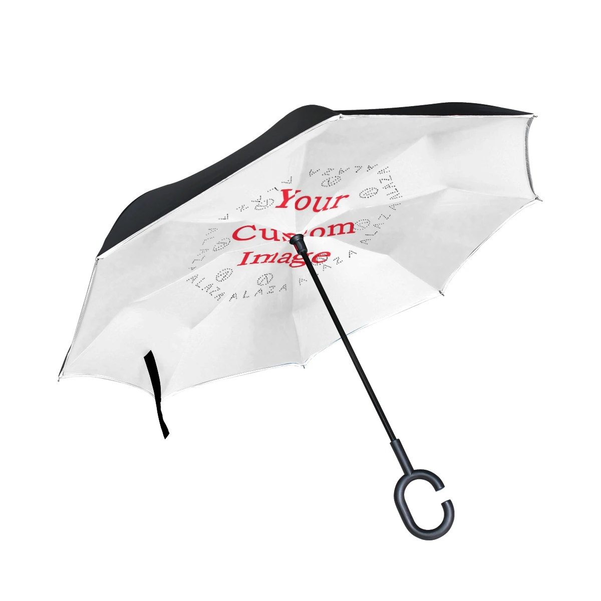Customized Pattern Windproof Reverse Umbrella Rain Women Men Long Handle Double Layer Inverted Self Stand Car Umbrella Parasol