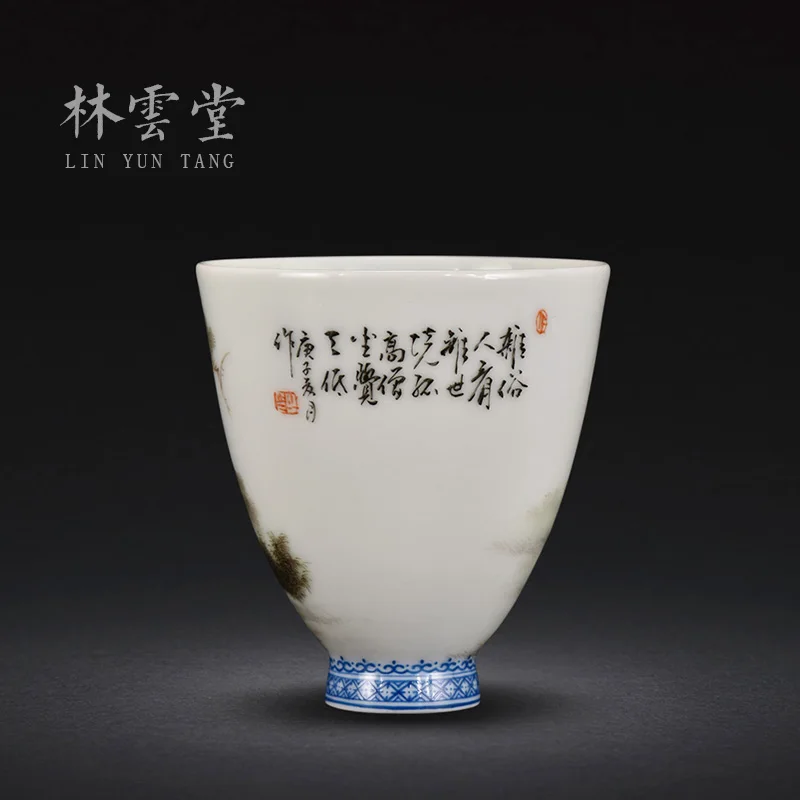 hand painted Gaoshi famille rose Master Cup single cup Jingdezhen handmade ceramic white porcelain tea cup tea set