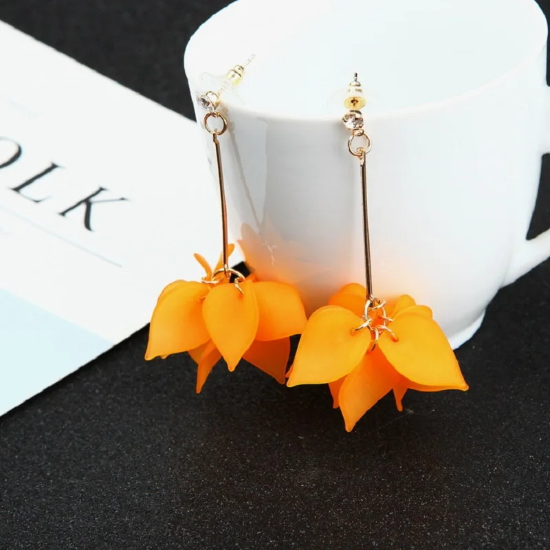 2019 new fashion women earrings pendant flowers snow lotus tassel tender multi-layered petals woman long charming earrings gift