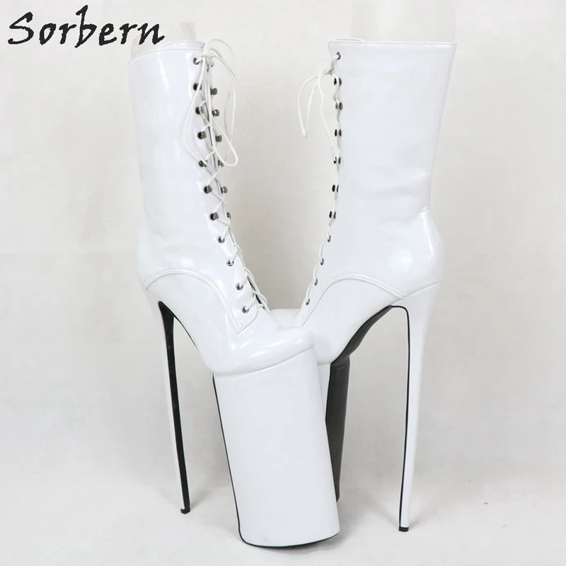 Sorbern 12 Inch Women Boots For Drag Queen Boot Stilettos Extreme High Heel Lace Up Crossdresser Shoes Custom Colors