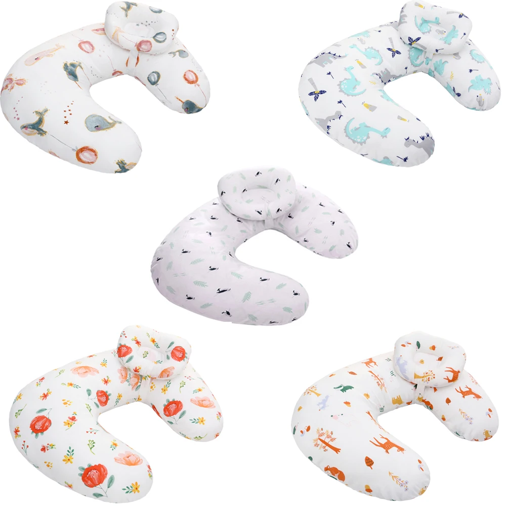 2pcs/Set Baby Nursing Pillows Newborn Breastfeeding Pillow Cotton Feeding Waist Cushion Cuddle Infant U-Shaped Cushion