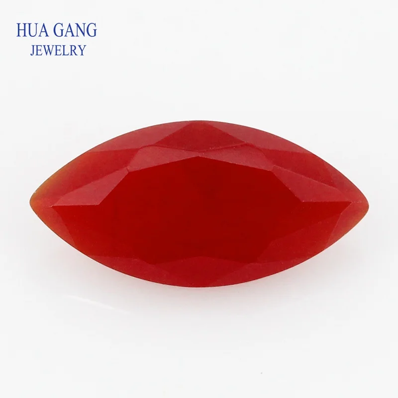 

Glass Beads Red Marquise Shape Cut Loose Matte Bottom Synthetic Gems For Jewelry Size 1.5x3~10x20mm