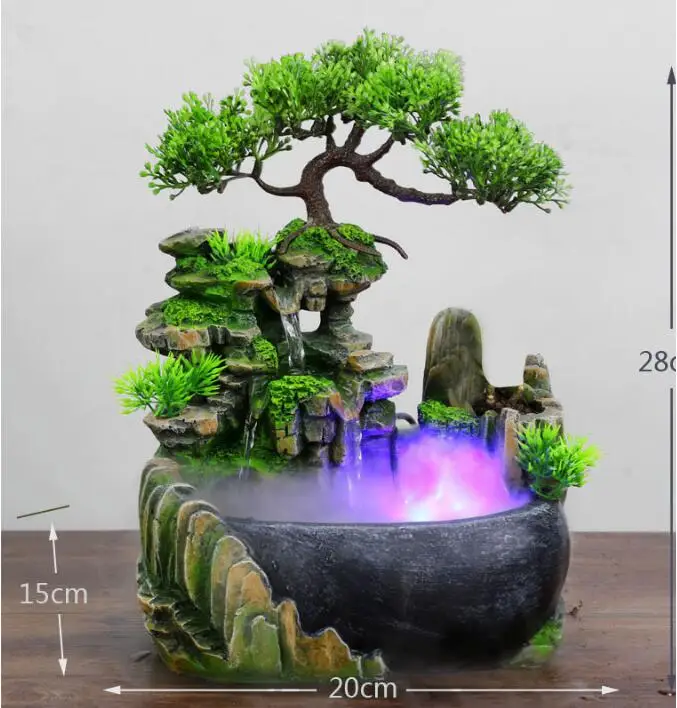 Resin Waterfall Desktop Fountain With Color Changing or no Changing Led Lighting Zen Meditation Waterfall Home Decoration - Image 3