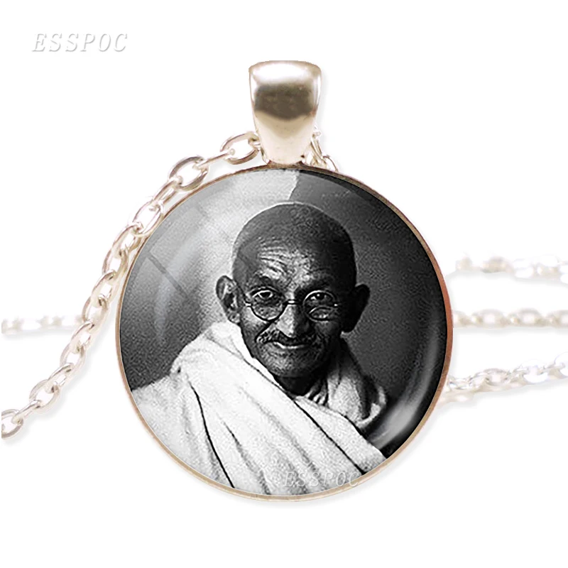 Mahatma Gandhi Pendant Indian Independence Movement Necklace Philosophy Of Satyagraha Nonviolence Famous People Jewelry