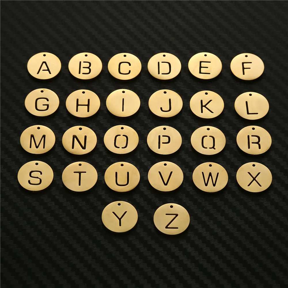 15mm Round Stainless Steel Initial Letter Pendant For Jewelry DIY Making First Letter Alphabet Pendants Accessories