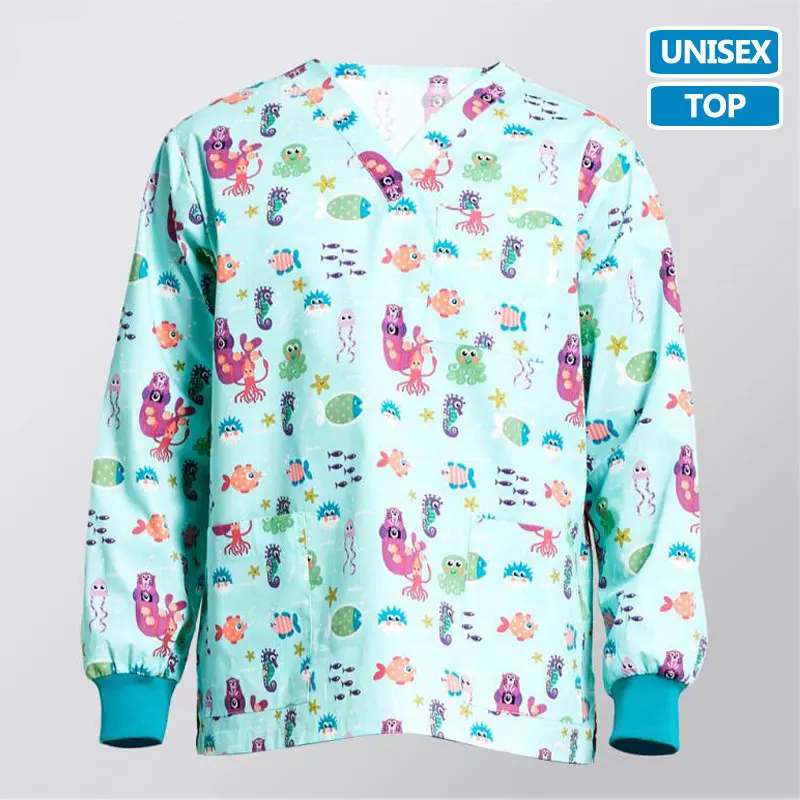 ANNO-uniforme de enfermería con estampado, Túnica médica de manga larga para Hospital, Otoño e Invierno