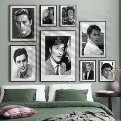 Film Alain Delon plakat, film gwiazda ściana sztuki, Alain Delon plakat z nadrukiem, czarno-białe naklejki ścienne, wystrój domu, prezent dla fanów