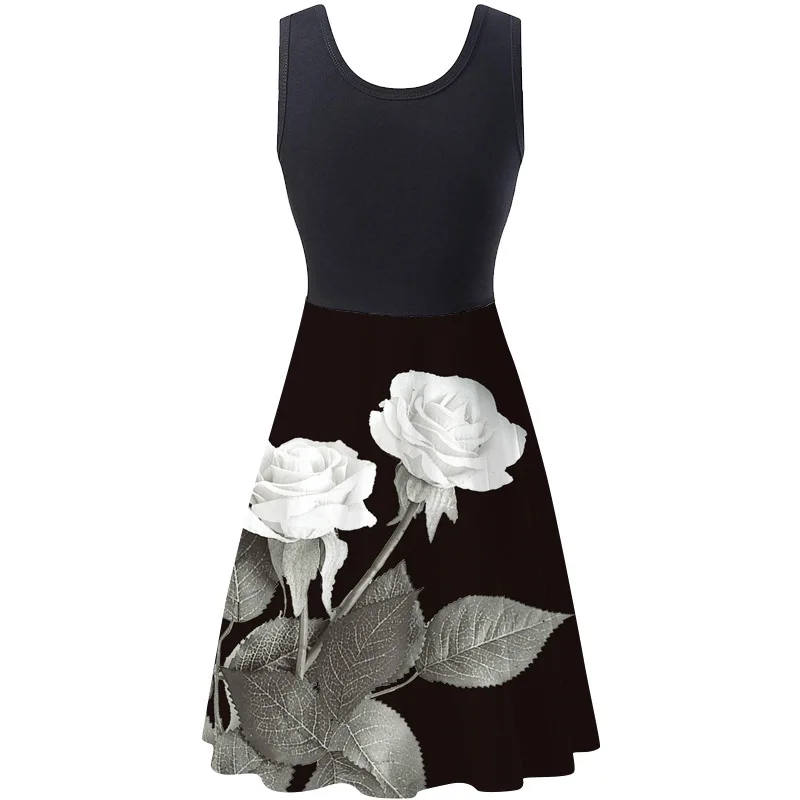 Abito Boho con stampa floreale abito da sera da donna Beach Summer abiti da donna abiti senza maniche divisi abiti Maxi robe per donna