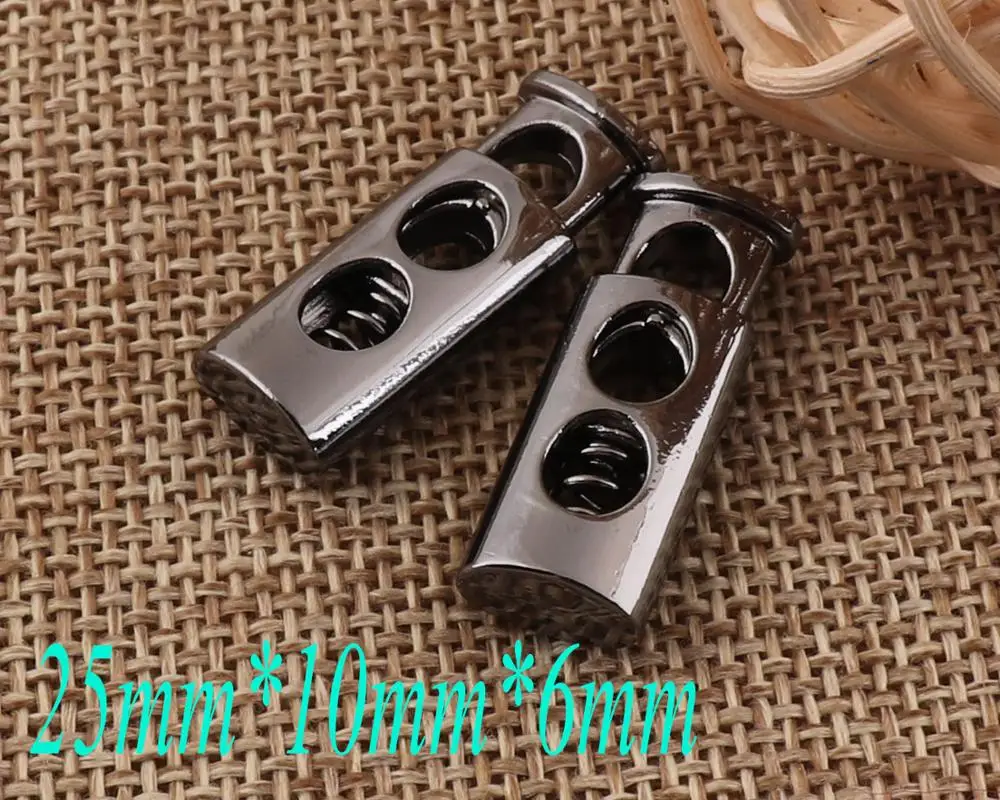 6 PCS Gunmetal Double Barrel Toggle Cord Lock,Stopper Spring Buckle,Craft Cord Locks,Connector Buckle,Cylinder Stopper Toggle