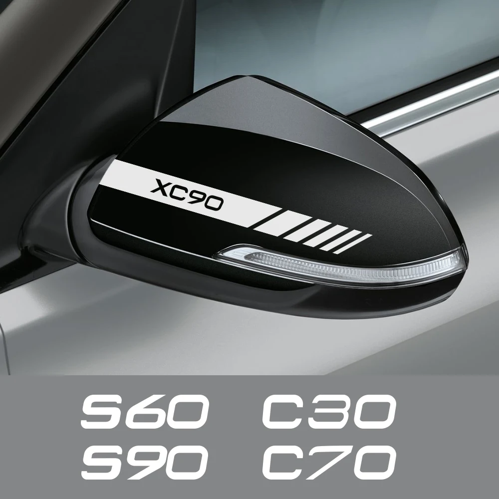 

For Volvo C30 S60 V50 XC90 XC60 V40 V60 V70 AWD C70 S80 S90 T6 V90 XC40 XC70 S40 Car Rearview Mirror Cover Stickers Accessories