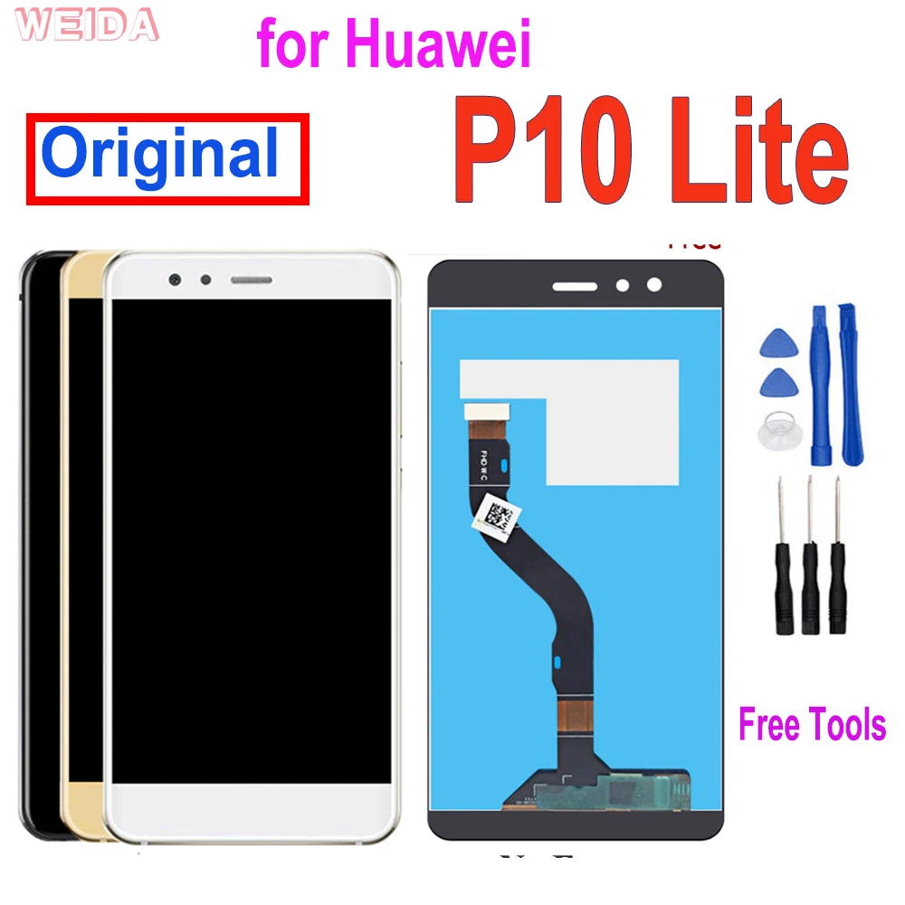 Original Lcd for Huawei P10 lite LCD Display Touch Screen Digitizer Assembly for P10Lite WAS-LX2J WAS-LX2 WAS-L03T WAS-LX3 Tool