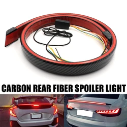 Universal Carbon Fiber Multifunction Trunk Spoilers LED Light Strip 120M Car Exterior Rear Spoiler Turn Signal Brake Lamp