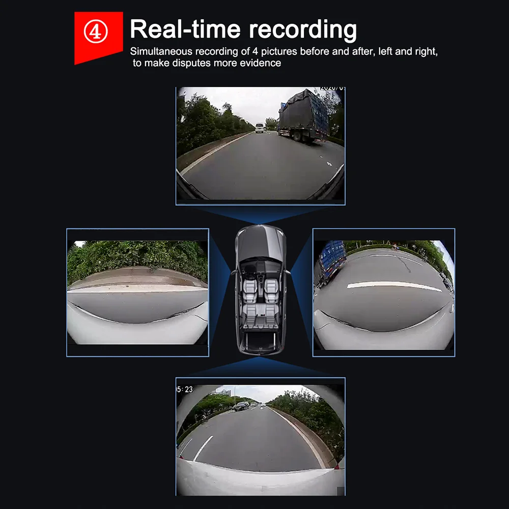 3D HD 360 Degree Car Surround View Monitoring Bird View System 4 Camera DVR 1080P Recorder Parking For Toyota Prado Land Cruiser