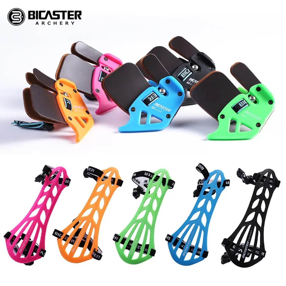 Bicaster Archery Finger Tab Guard + Arm Guard Set For Tradition Bow Recurve Bow Protective Gear