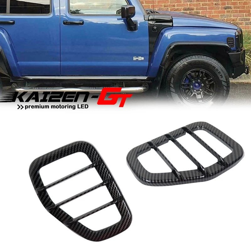 2PCS Silver / Carbon Fiber Type Car Front Side Marker Light Trim Covers For 2005/2006-2010 Hummer H3, For 2009-2010 Hummer H3T