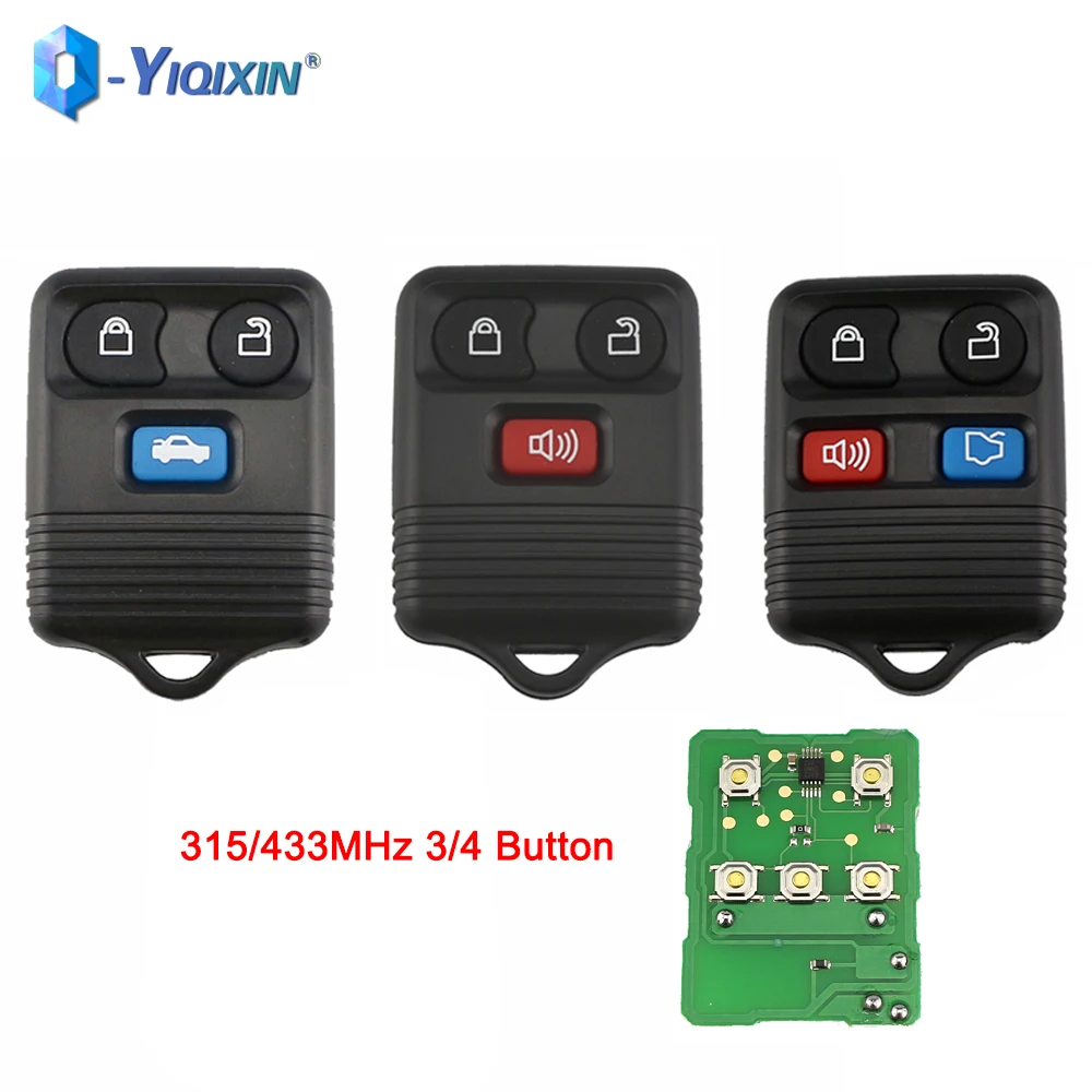 YIQIXIN 315/433MHz 3/4 Button Remote Car Key For Ford Focus Complete Escape Explorer Mustang Thunderbird Lincoln Transit Clicker