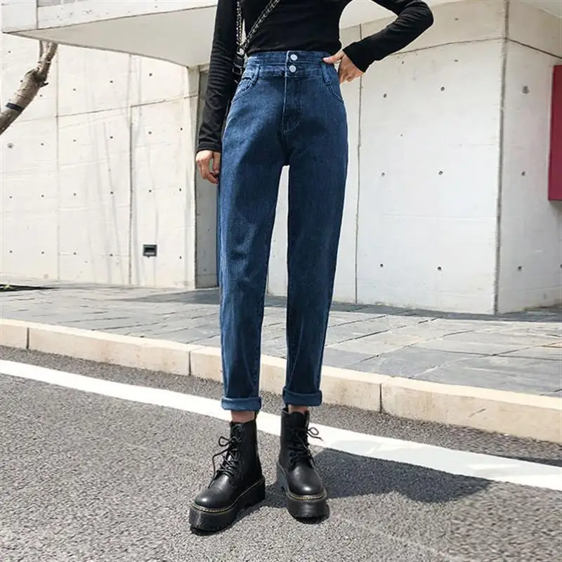 CGC 2023 Trend High Waist Jeans Women Vintage Denim Capri Pants Female Korean Style Straight Trousers Jeans y2k Streetwear