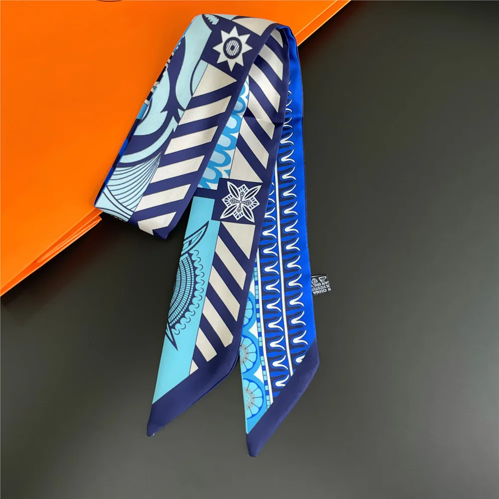 Fashion Print Summer Scarf New Design Women Skinny Bag Scarves Hair Band Neck Brand Silk Scarf Ladies Foulard Headbands