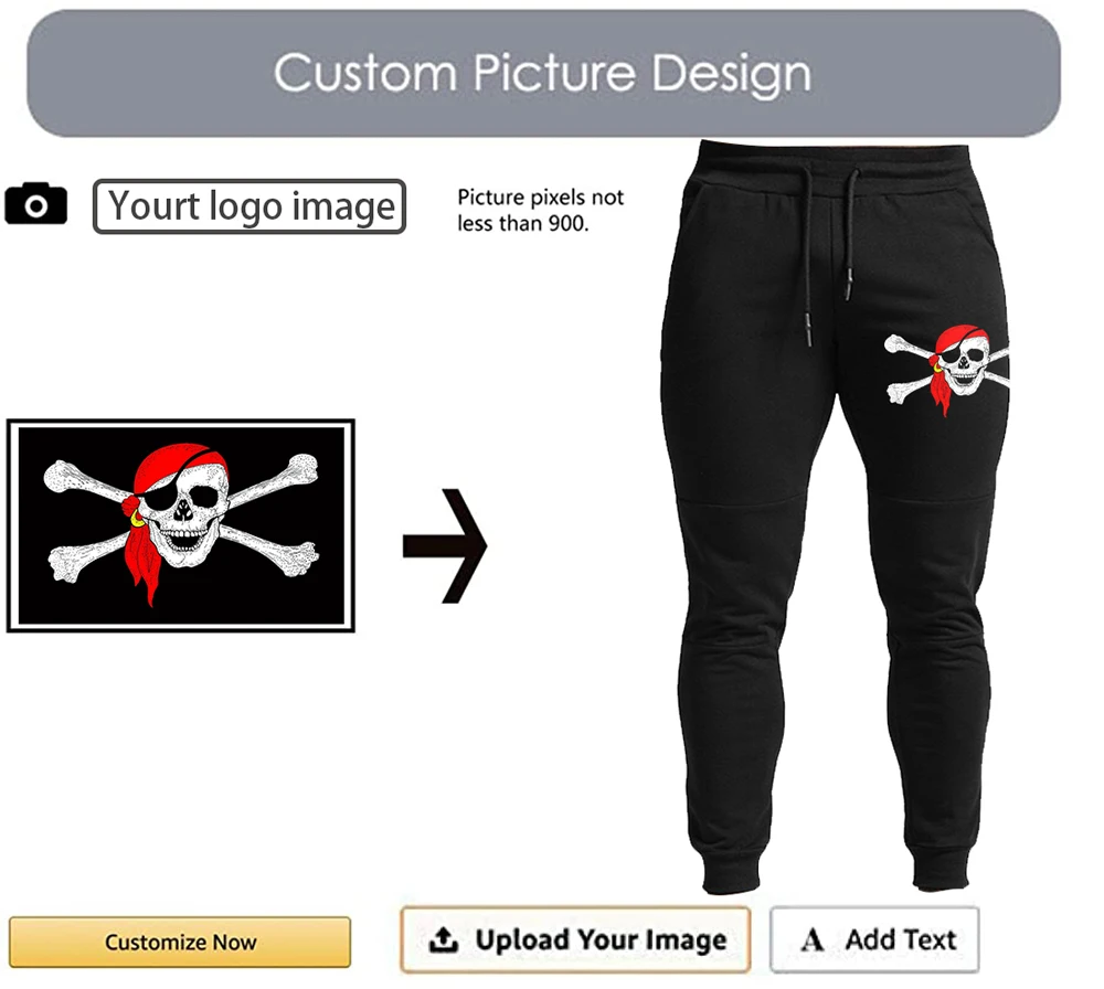 Add Your Logo Design Men's Customized Jogger Gym Workout Sweatpants with Towel Loop