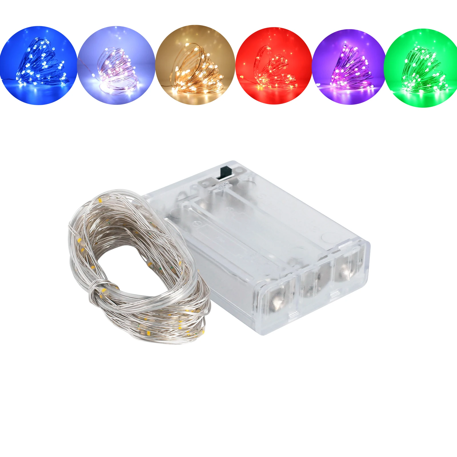 

1M-10M Outdoor LED String lights Multicolr Fairy Light Garland For Christmas Tree Wedding Party Decor 10-100LEDs Battery Powered