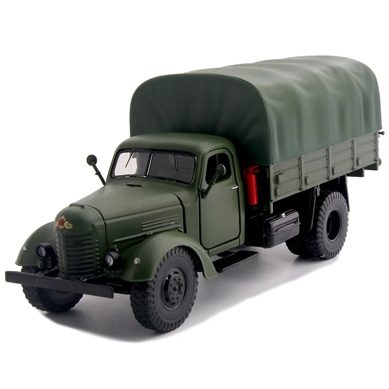 High-quality 1:32 alloy CA10 military truck model,simulation sound and light transport vehicle toy,sliding function