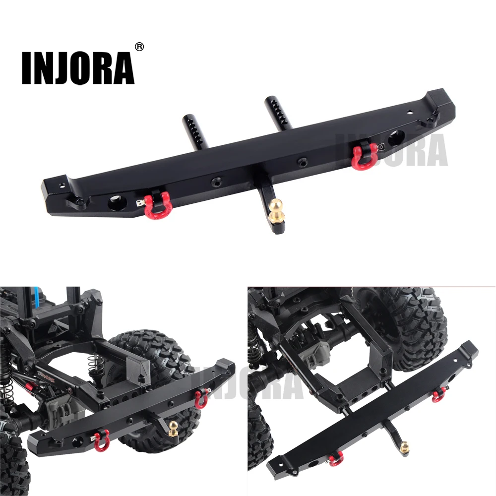 Injora-車用ledライト付きメタルリアバンパー,rcクローラーカーアキシャルscx10 90046 90047,スケール1:10