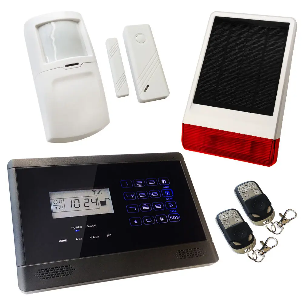 

Wireless&Wired GSM SMS Autodial Intruder Burglar House Alarm Solution with Solar Powered Siren Solar Flash Siren