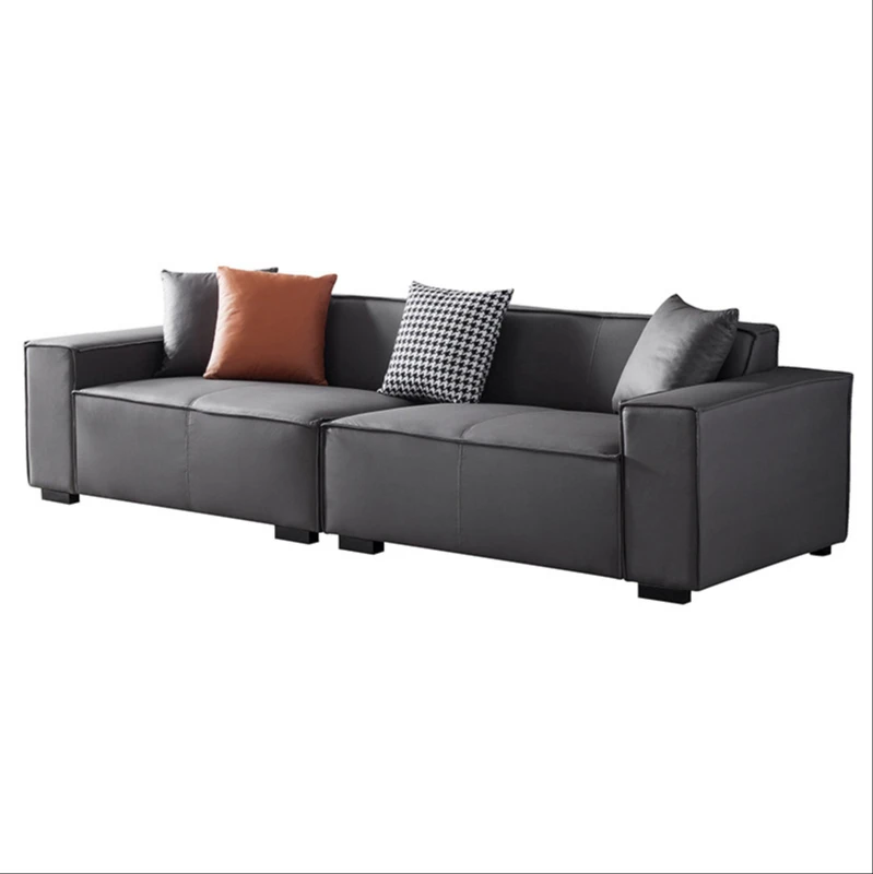 

Three-person straight row living room small family-type sofa Italian technology lazy people