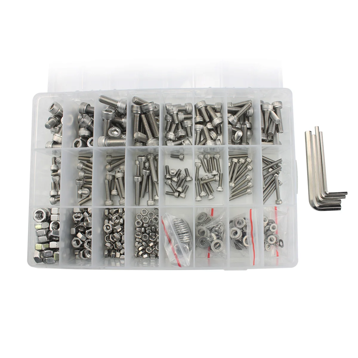 520Pcs M3M4M5M6 Stainless Steel Cylinder Head Screw Cup Head Hexagon Screw Nut Washer Matching Kit